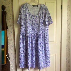 Lands end Purple Flowery Fit & Flare Dress
